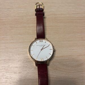 Olivia Burton Wine Leather Strap Watch